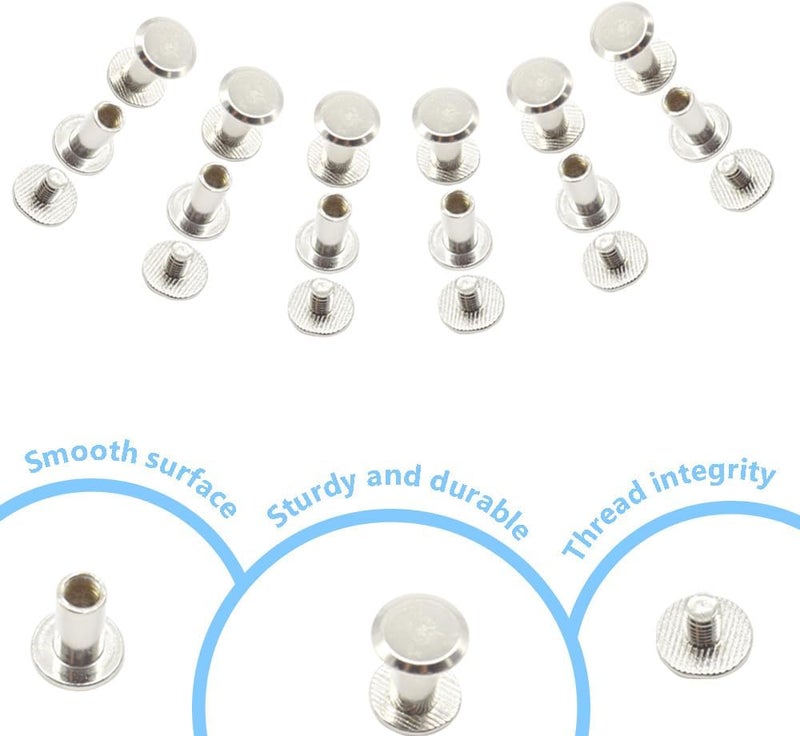 Ruidee 100Pcs/50Set Chicago Screws M5x10mm Book Binding Rivets Screw Posts Round Flat Head Stud Screw for DIY Leather Albums (DZBD/M5x10) - Image 3